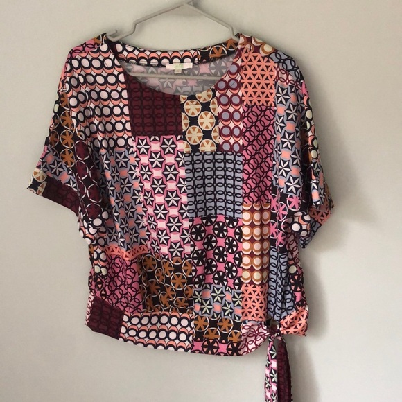 Jade Tops - JADE Melody Tam Geo Patch Print Tie Top